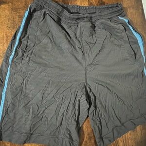 lululemon athletica Black Shorts with Light Blue Side Stripe